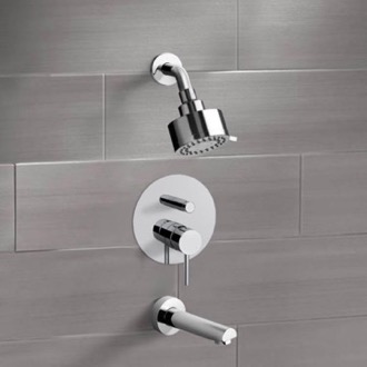 Tub and Shower Faucet Chrome Shower Faucet Set with Multi Function Shower Head Remer TSF53